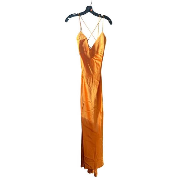 NEW Alice and Olivia Montana lace up maxi dress with train tangerine size 10 - Picture 6 of 11